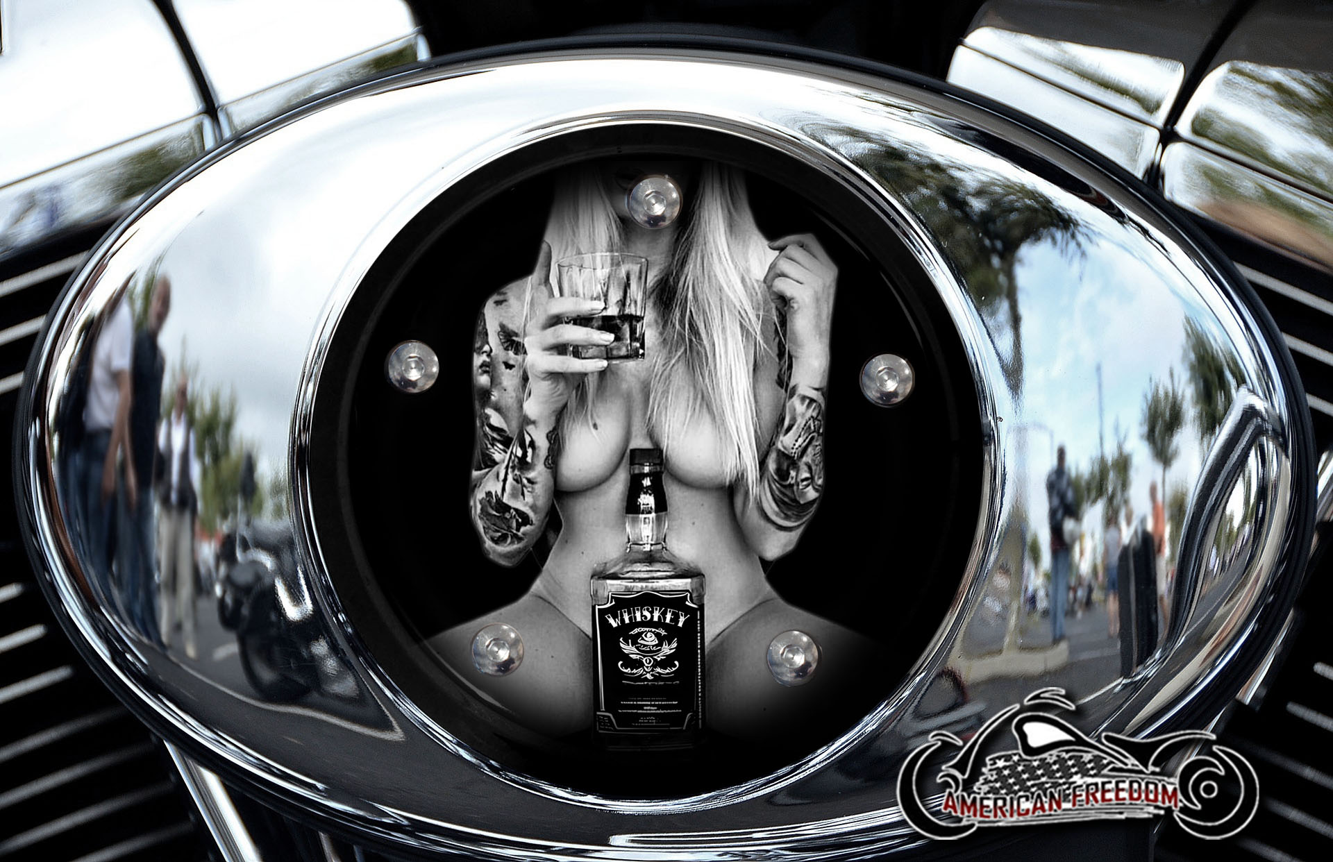 Custom Air Cleaner Cover - Whiskey Pin Up